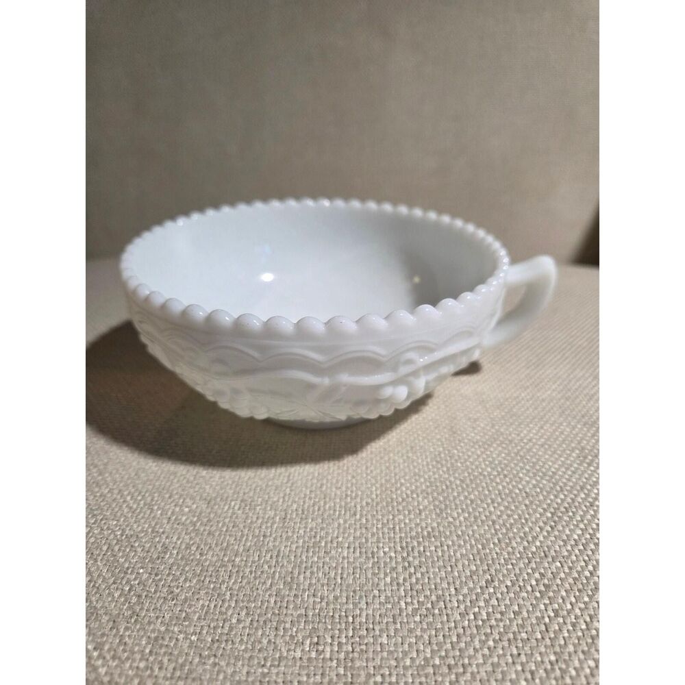 Vintage Imperial Glass Milk Glass 5 inch cream soup bowl grapevine pattern